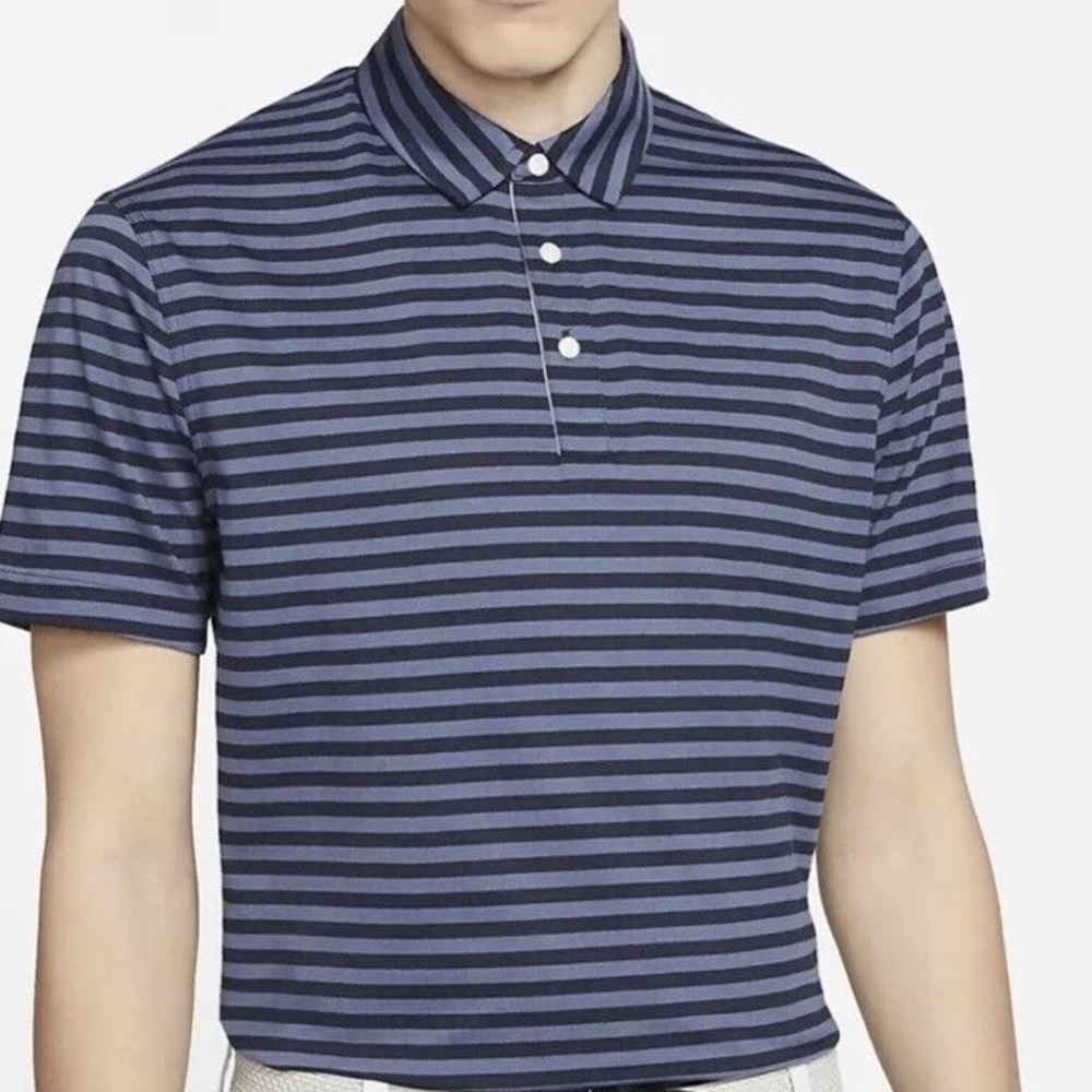 Nike Dri-FIT Player Men's Striped Short-Sleeved Blue Golf Polo Size XL